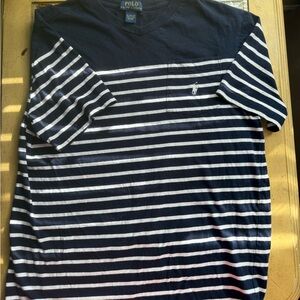 Polo by Ralph Lauren Men's Navy and White Striped Tee